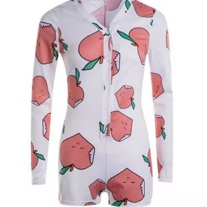 Women's Peachy white one piece jumpsuit onesie pajamas